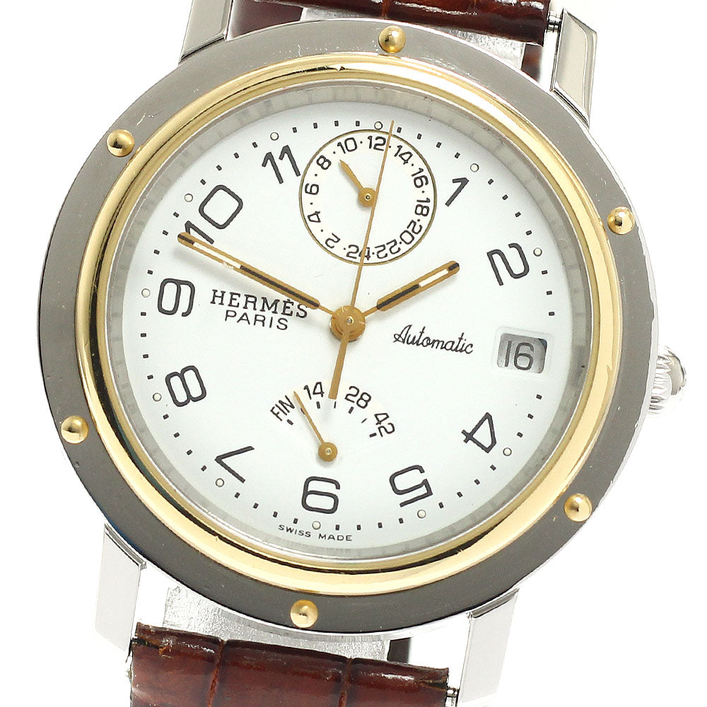 HERMES Clipper CL5.720 Power reserve white Dial Automatic Men's Watch_942849