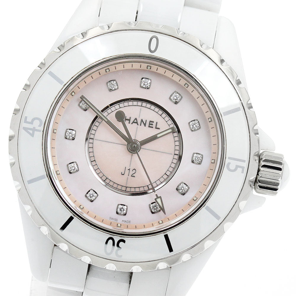 CHANEL J12 H5513 Limited to 1200 pieces worldwide, 12P diamond Pink shell Dial Quartz Ladies Watch_942969