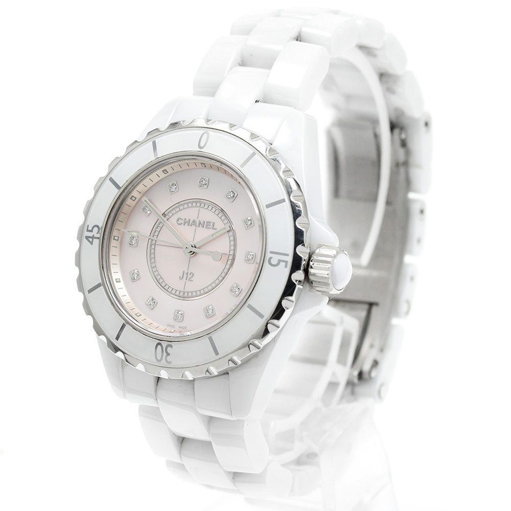 CHANEL J12 H5513 Limited to 1200 pieces worldwide, 12P diamond Pink shell Dial Quartz Ladies Watch_942969