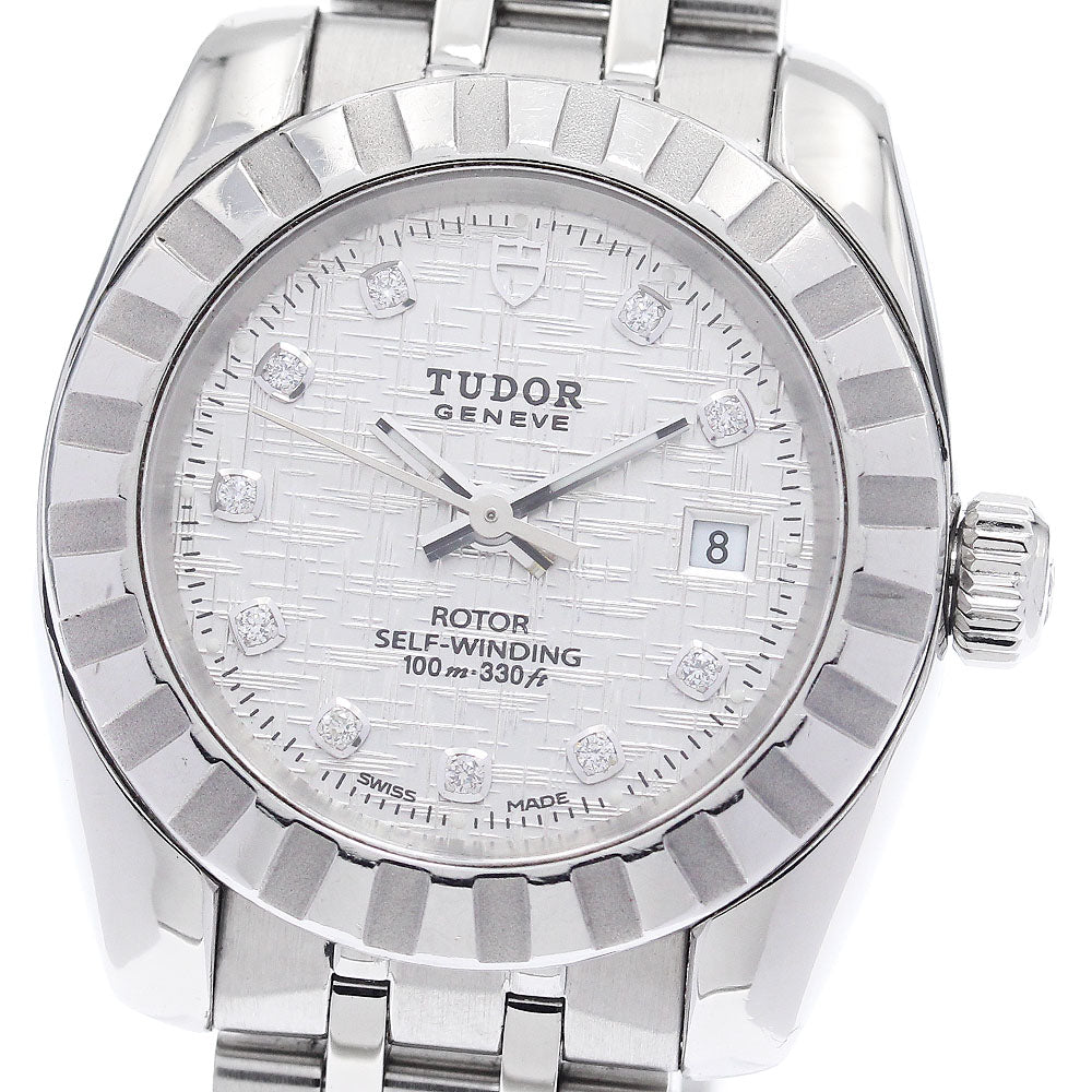 TUDOR Classic Date 22010 10P diamond Silver Dial Automatic Ladies Watch_942975
