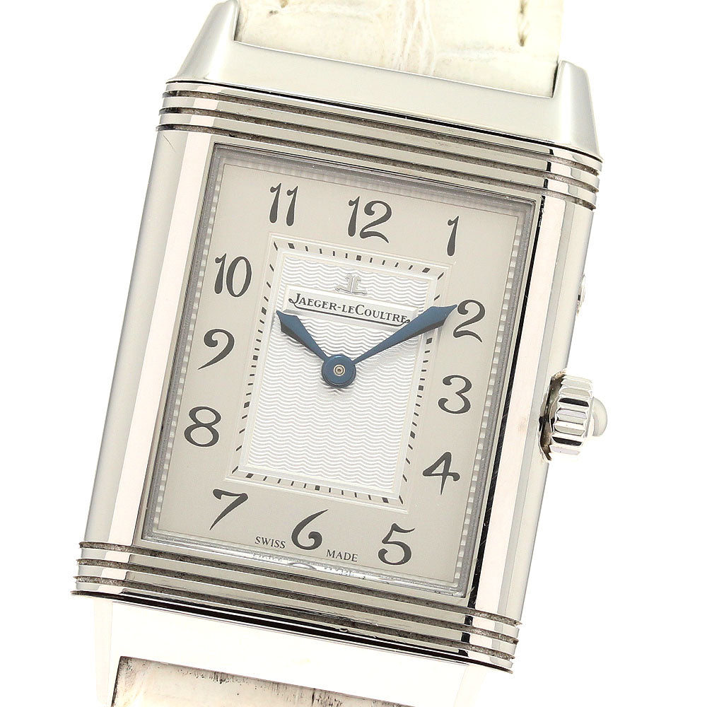 JAEGER-LECOULTRE Reverso Duetto Duo Q2698420/269.8.54 Diamond Bezel Silver / Black Dial Hand Winding Men's Watch_942977