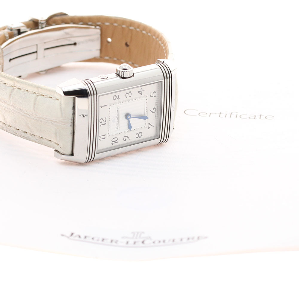 JAEGER-LECOULTRE Reverso Duetto Duo Q2698420/269.8.54 Diamond Bezel Silver / Black Dial Hand Winding Men's Watch_942977