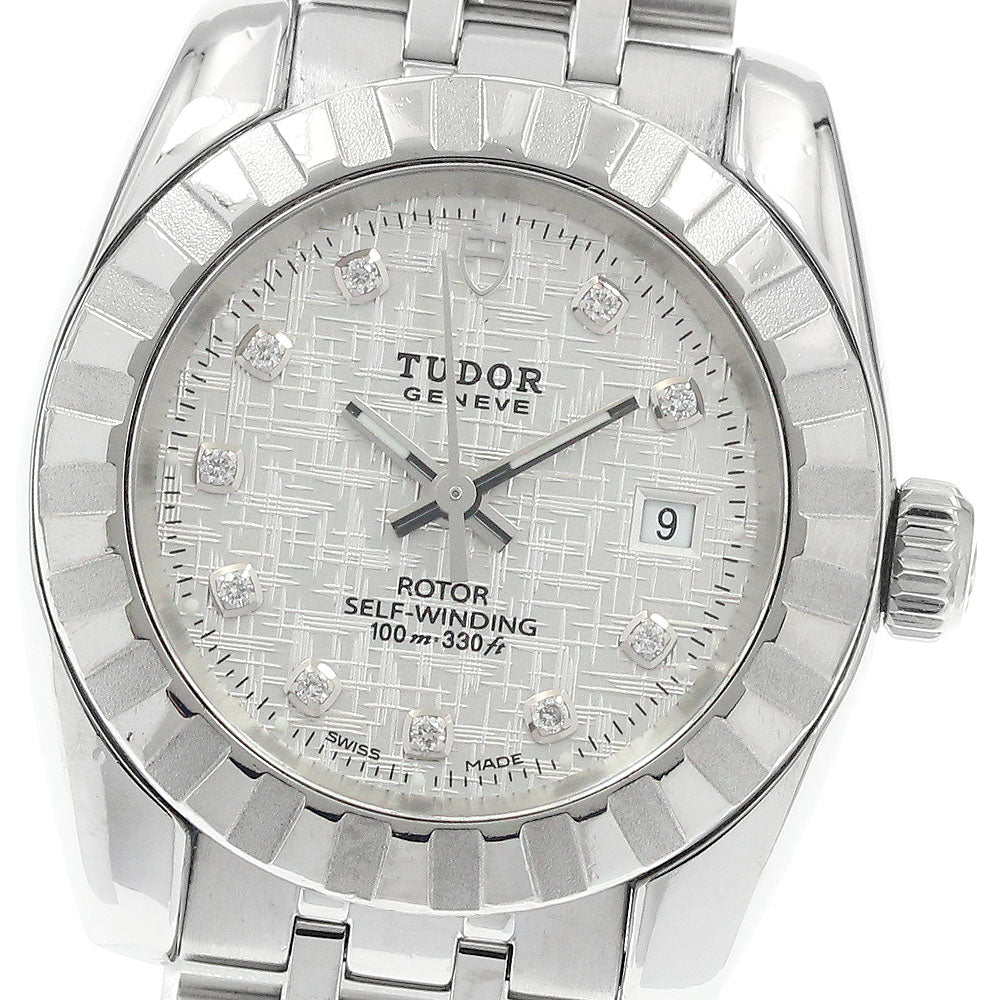 TUDOR Classic Date 22010 10P diamond Silver Dial Automatic Ladies Watch_942981