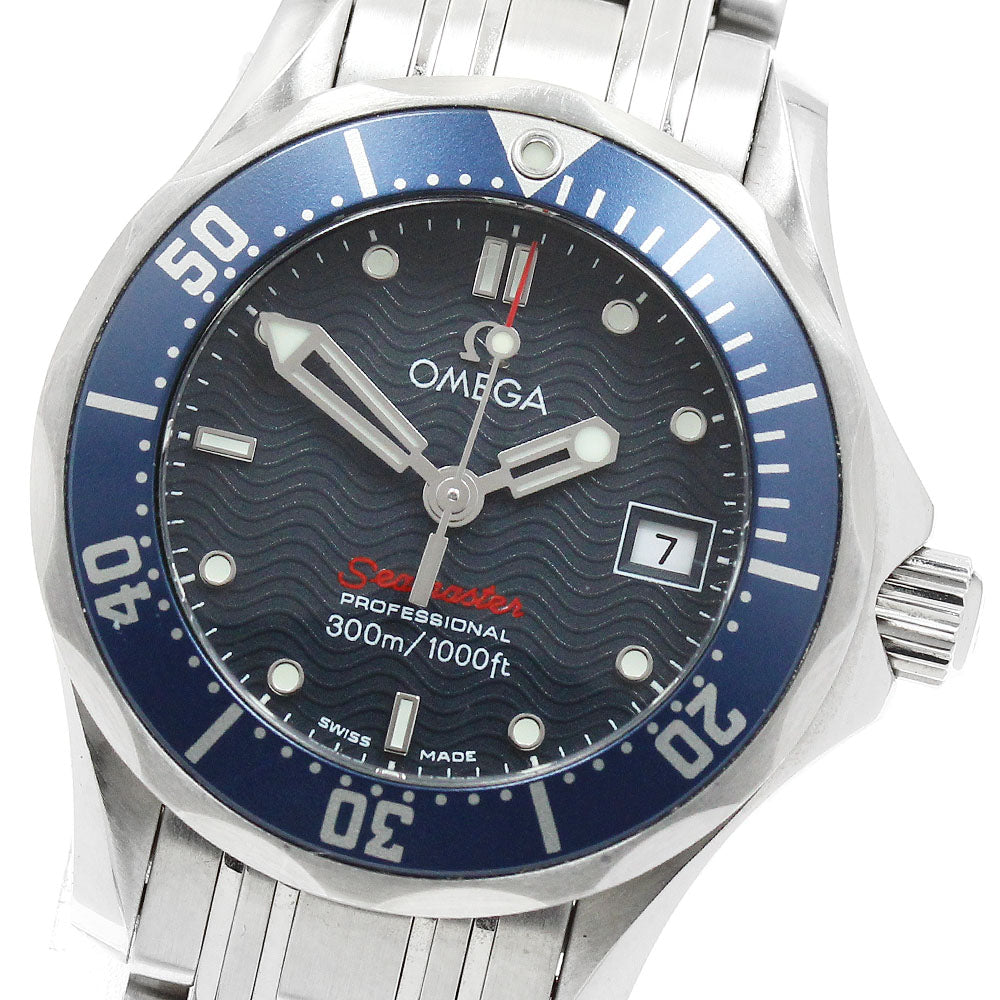OMEGA Seamaster300 2224.80 Date Navy Dial Quartz Ladies Watch_942984