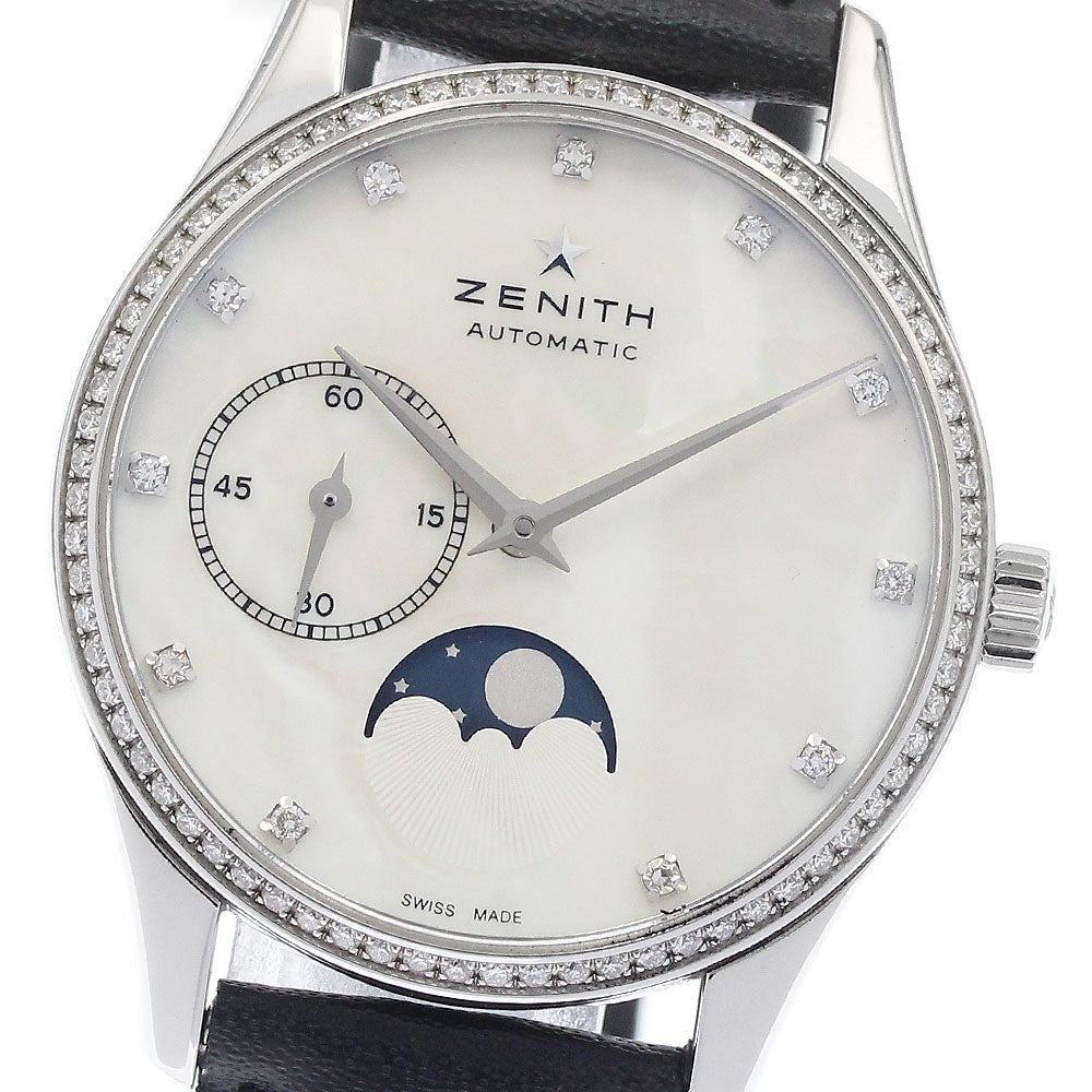 ZENITH Class Elite Ultra Thin 16.2310.692/81.C706 Moon Phase 11P Diamond Bezel White shell Dial Automatic Ladies Watch_942991