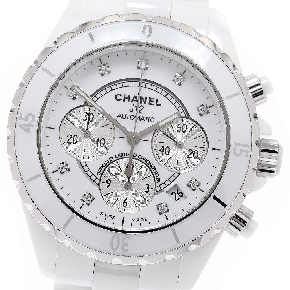 CHANEL J12 white ceramic H2009 9P diamond chronograph Automatic Men's_942993