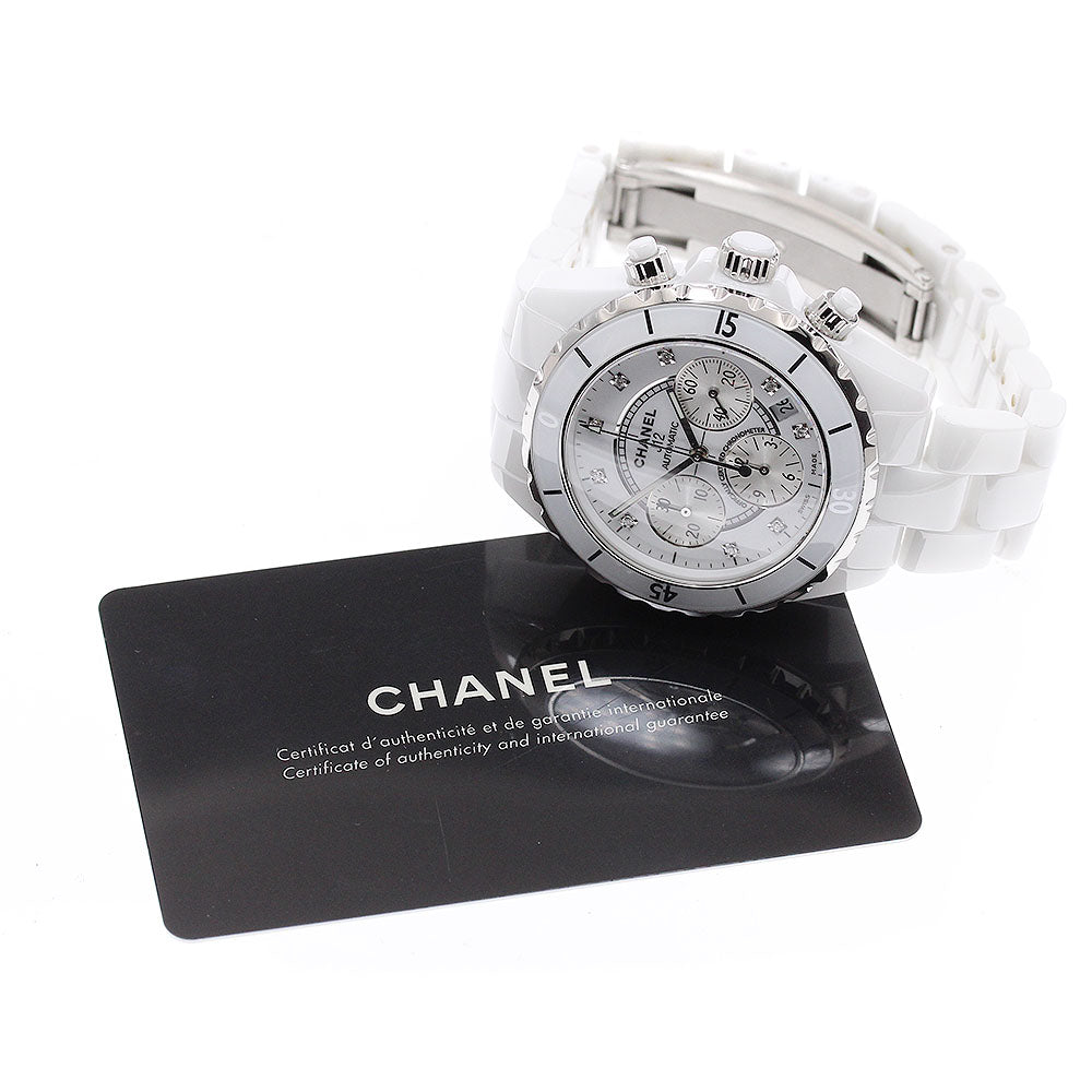 CHANEL J12 white ceramic H2009 9P diamond chronograph Automatic Men's_942993