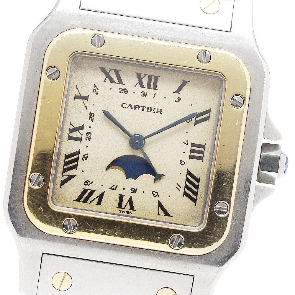 CARTIER Santos GalbeeLM W20007C4 Moon phase Beige Dial Quartz Men's Watch_943161