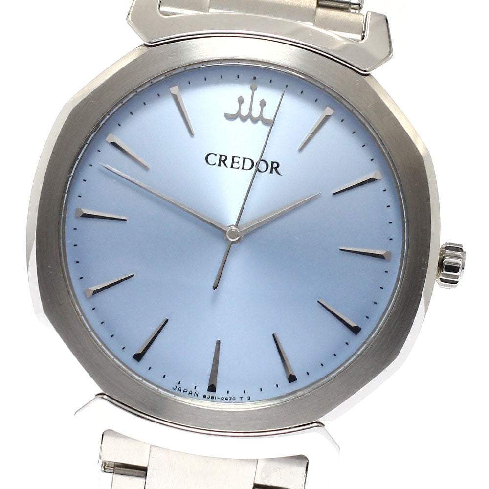 SEIKO CREDOR Linearx GCAR063/8J81-0AS0 Ice blue Dial Quartz Men's Watch_943238