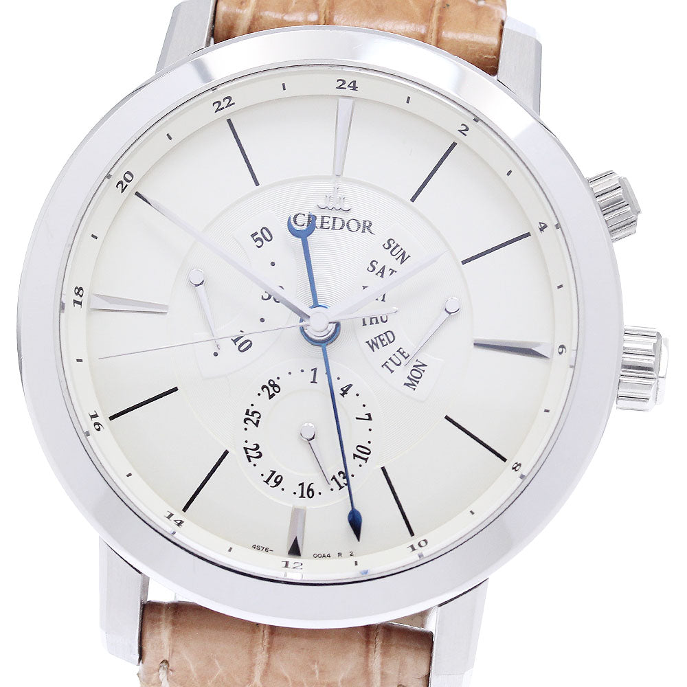 SEIKO CREDOR node GCBT997/4S76-00A0 Day-Date Retrograde Power Reserve GMT Silver Dial Automatic Men's Watch_943258