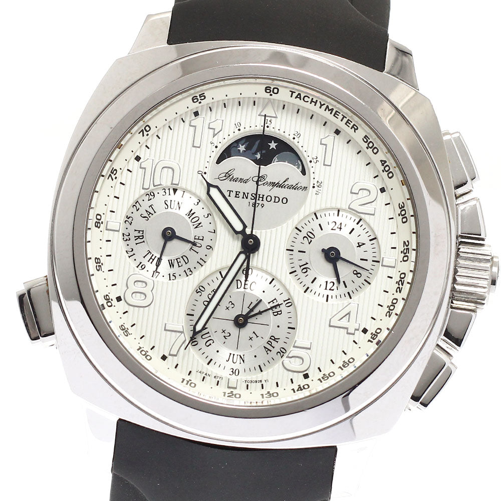 TENSHODO Grand complication 6771-T020062 Moon phase Triple calendar Silver Dial Quartz Men's Watch_943277