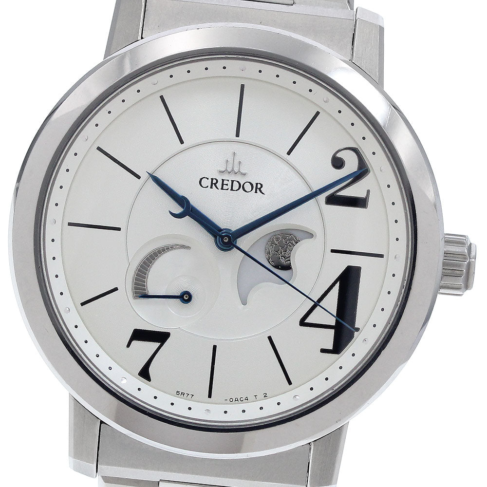 SEIKO CREDOR node GCLL995/5R77-0AB0 Moon phase Silver / white shell Dial Spring drive Men's Watch_943341