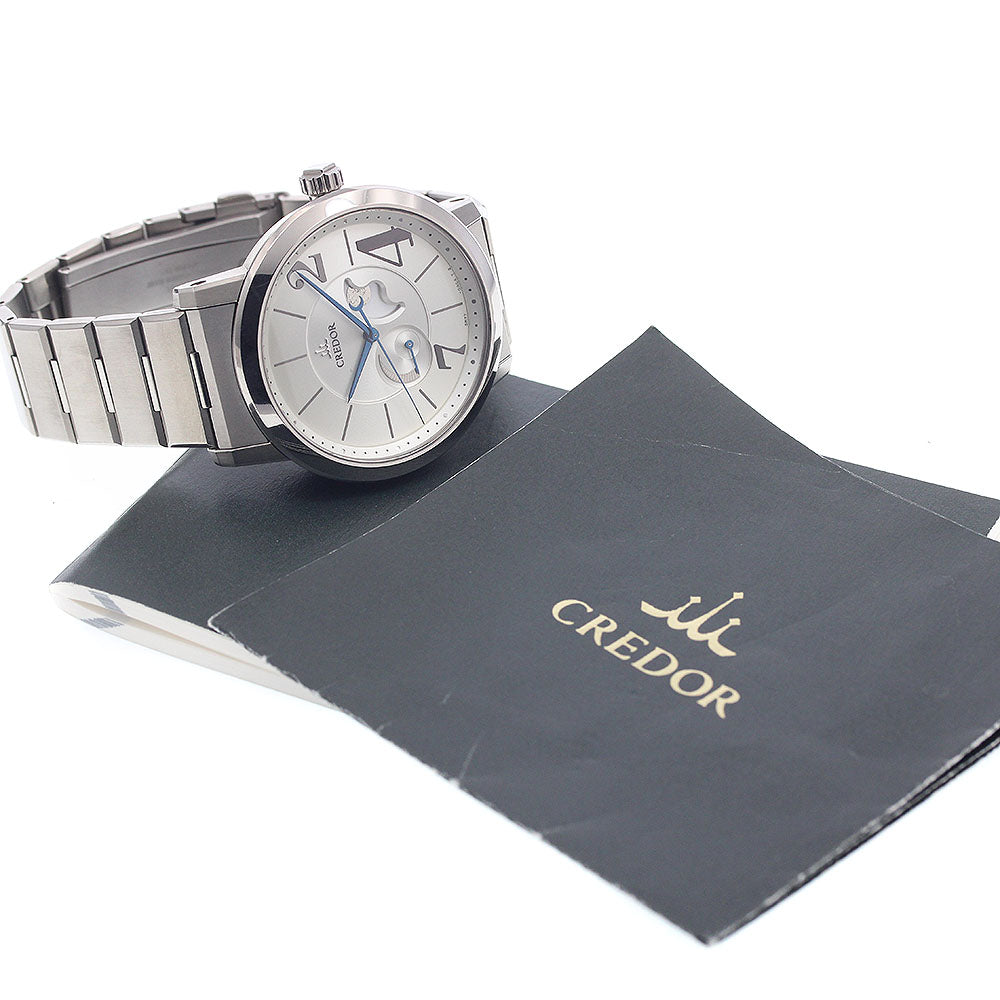 SEIKO CREDOR node GCLL995/5R77-0AB0 Moon phase Silver / white shell Dial Spring drive Men's Watch_943341