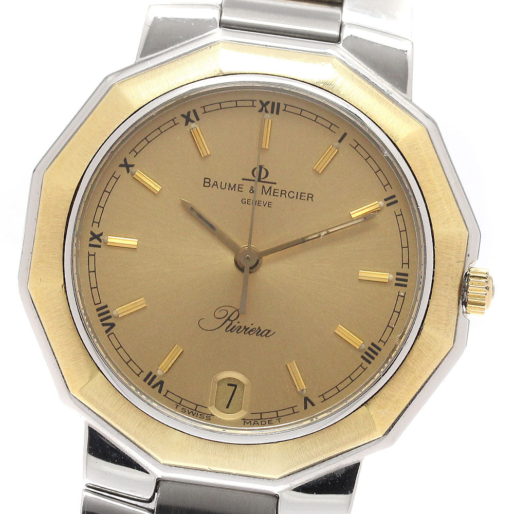 Baume & Mercier Riviera 5131 Date YG2 tone gold Dial Quartz Men's Watch_943369