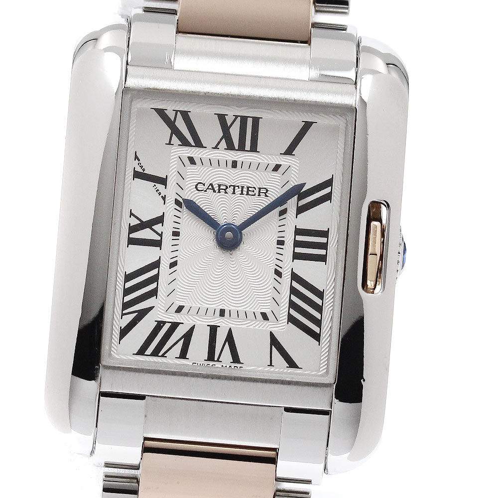 CARTIER Tank Anglaze SM W5310019 PG2 tone Silver Dial Quartz Ladies Watch_943406