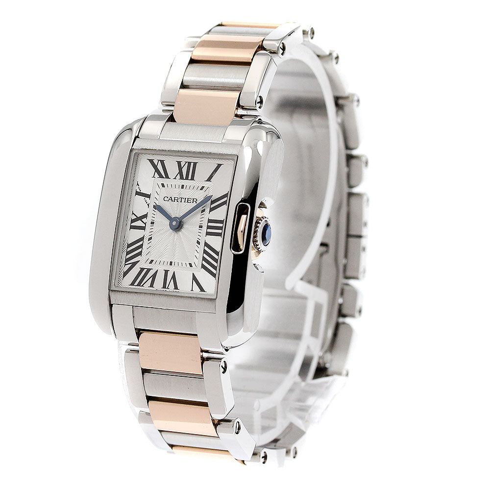 CARTIER Tank Anglaze SM W5310019 PG2 tone Silver Dial Quartz Ladies Watch_943406