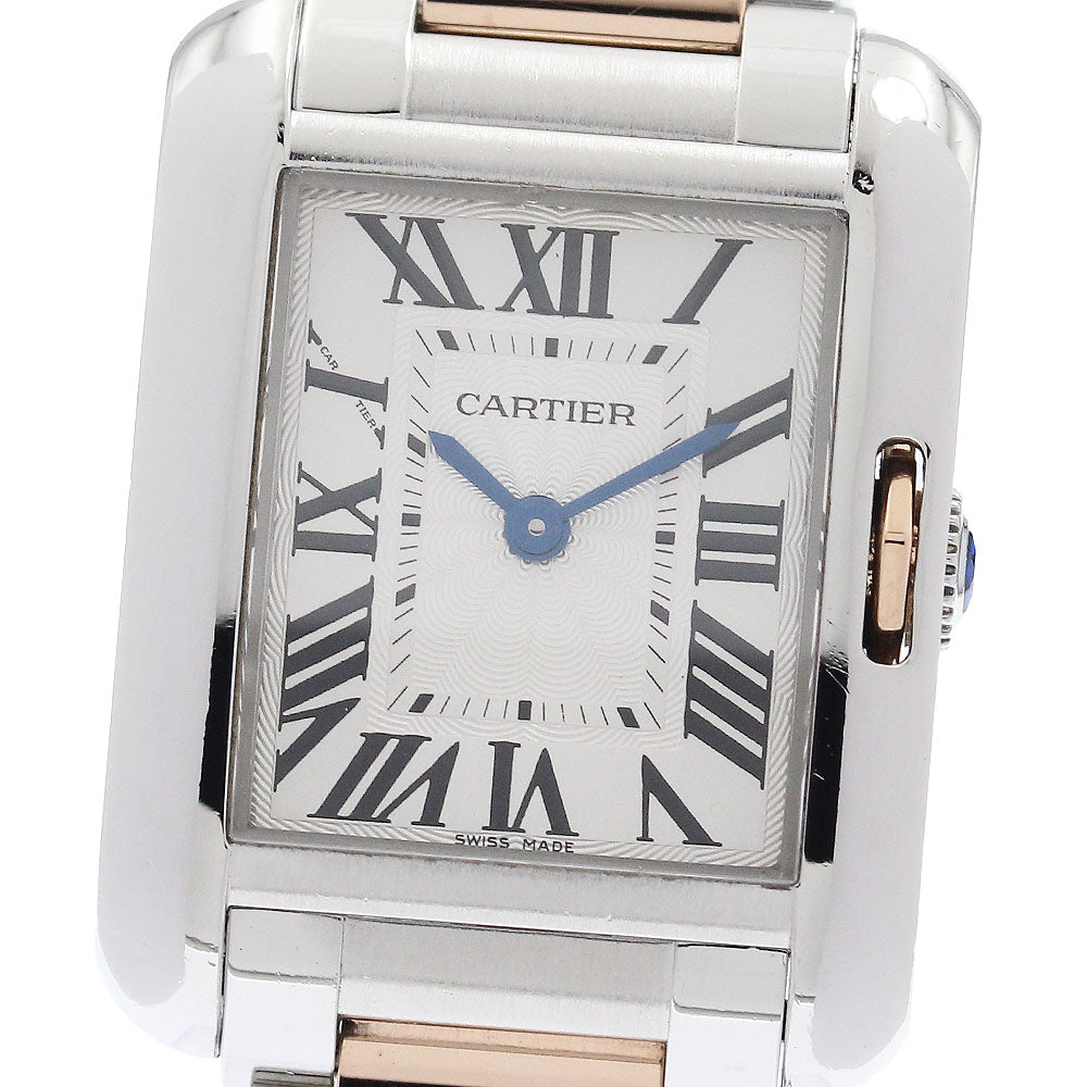 CARTIER Tank Anglaze SM W5310036 PG2 tone Silver Dial Quartz Ladies Watch_943415
