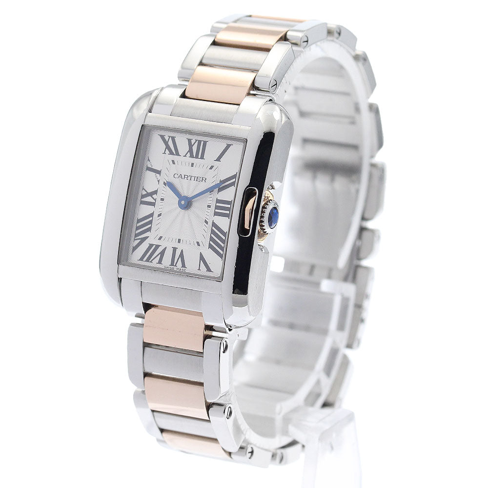 CARTIER Tank Anglaze SM W5310036 PG2 tone Silver Dial Quartz Ladies Watch_943415