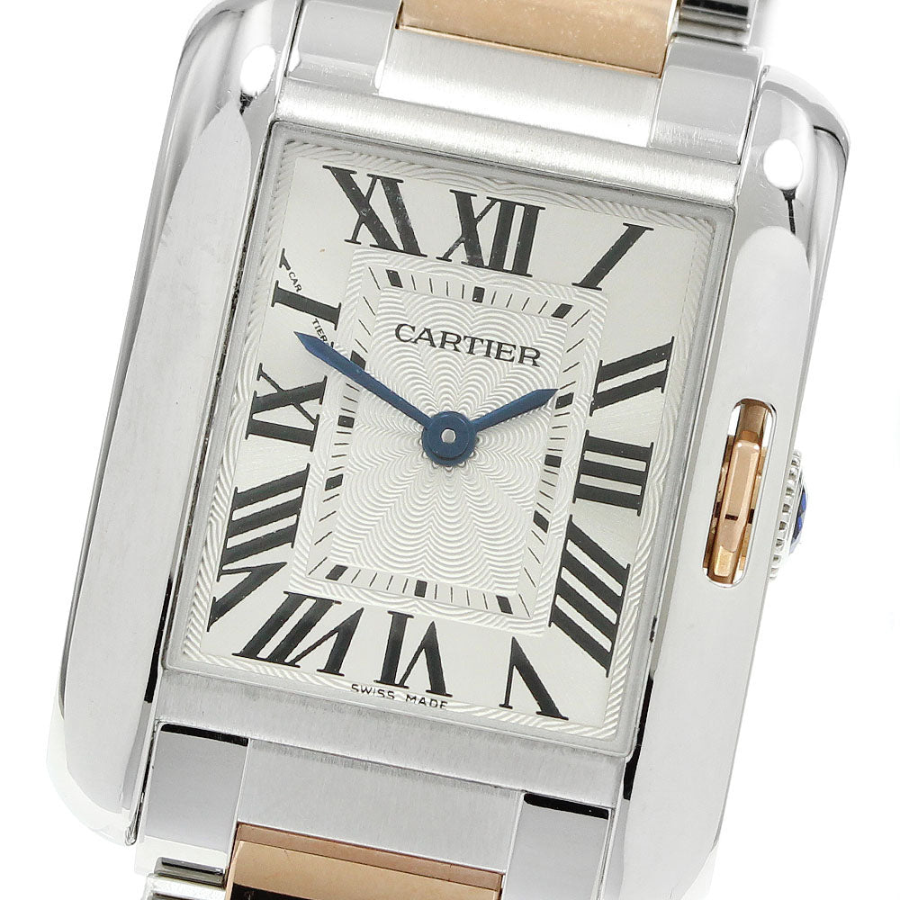 CARTIER Tank Anglaze SM W5310036 PG2 tone Silver Dial Quartz Ladies Watch_943416