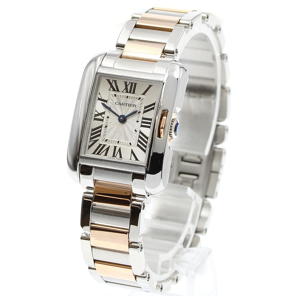 CARTIER Tank Anglaze SM W5310036 PG2 tone Silver Dial Quartz Ladies Watch_943416