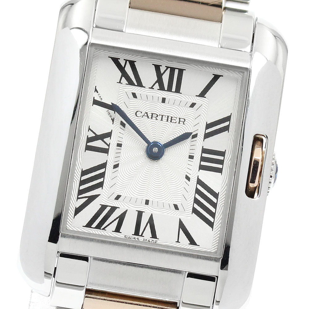 CARTIER Tank Anglaze SM W5310036 PG2 tone Silver Dial Quartz Ladies Watch_943418