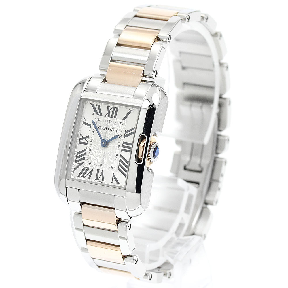 CARTIER Tank Anglaze SM W5310036 PG2 tone Silver Dial Quartz Ladies Watch_943418