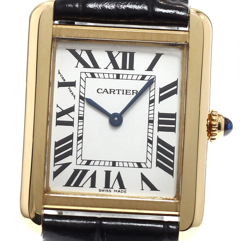 CARTIER Tank Solo SM W5200002 18K Yellow Gold Silver Dial Quartz Ladies Watch_943422