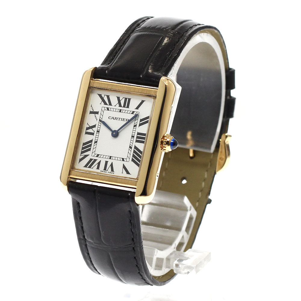 CARTIER Tank Solo SM W5200002 18K Yellow Gold Silver Dial Quartz Ladies Watch_943422
