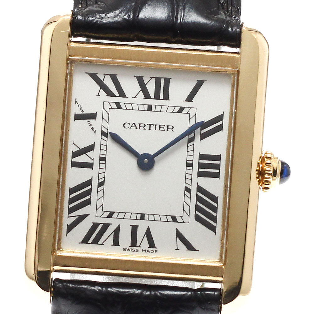 CARTIER Tank Solo SM W5200002 18K Yellow Gold Silver Dial Quartz Ladies Watch_943423