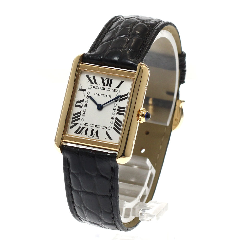 CARTIER Tank Solo SM W5200002 18K Yellow Gold Silver Dial Quartz Ladies Watch_943423