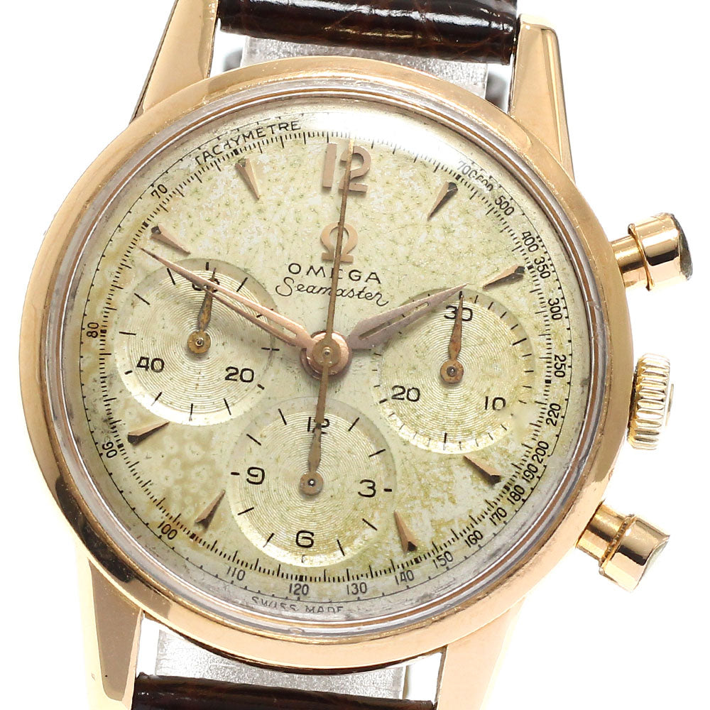 OMEGA Seamaster K18PG Chronograph Silver Dial Hand Winding Men's Watch_943492