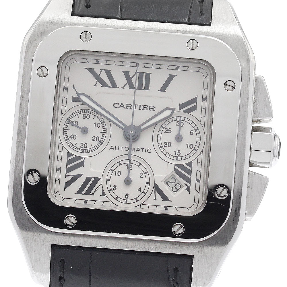 CARTIER Santos 100 XL W20090X8 Chronograph Silver Dial Automatic Men's Watch_943519