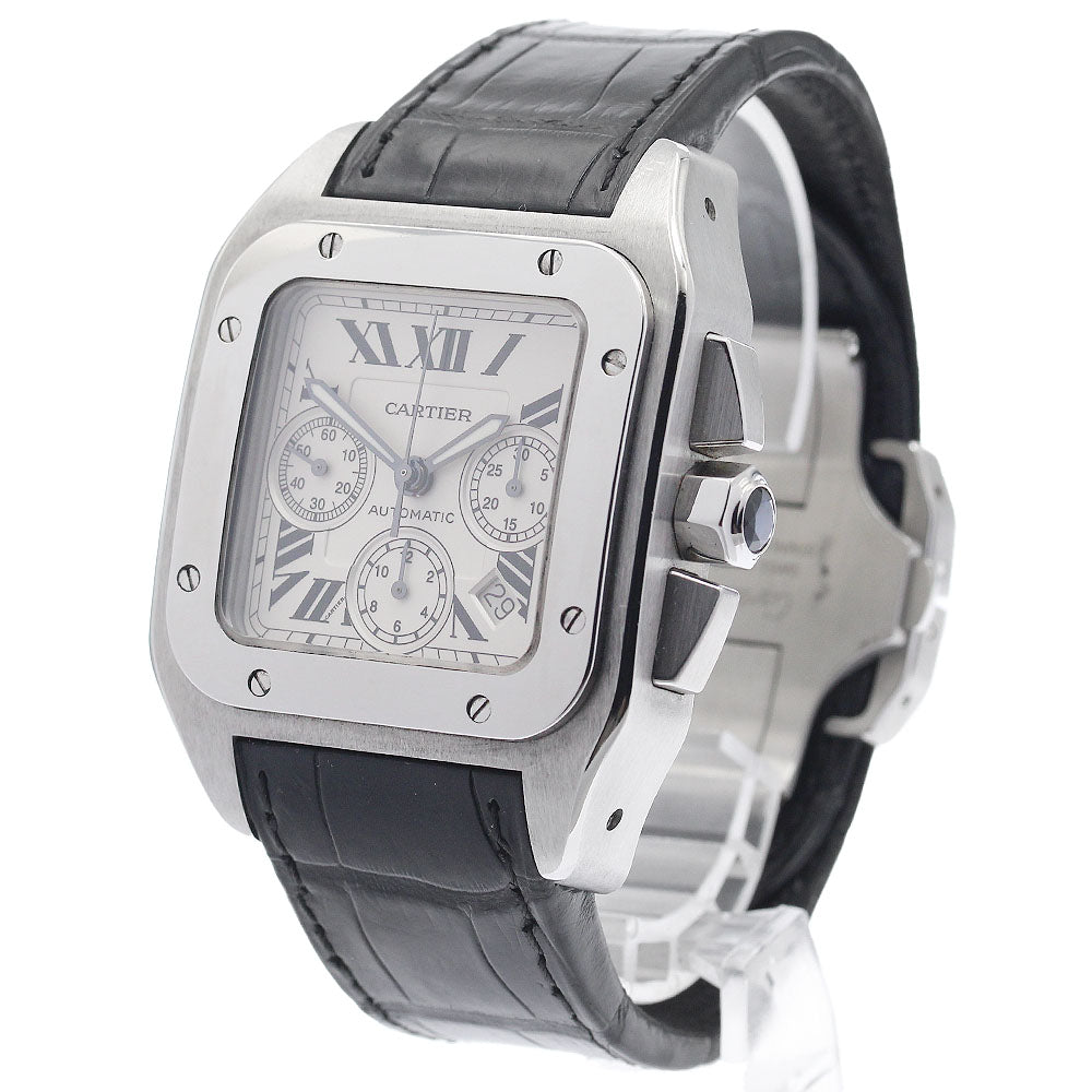 CARTIER Santos 100 XL W20090X8 Chronograph Silver Dial Automatic Men's Watch_943519