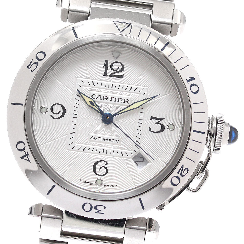 CARTIER Pasha 38mm W31031H3 Date Silver Dial Automatic Men's Watch_943544