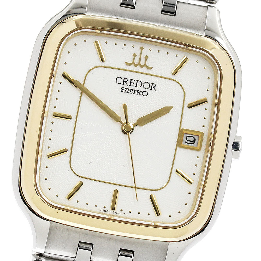 SEIKO CREDOR GCAX024/8J82-5A10 Date 18KT Bezel Quartz Men's Watch_943555