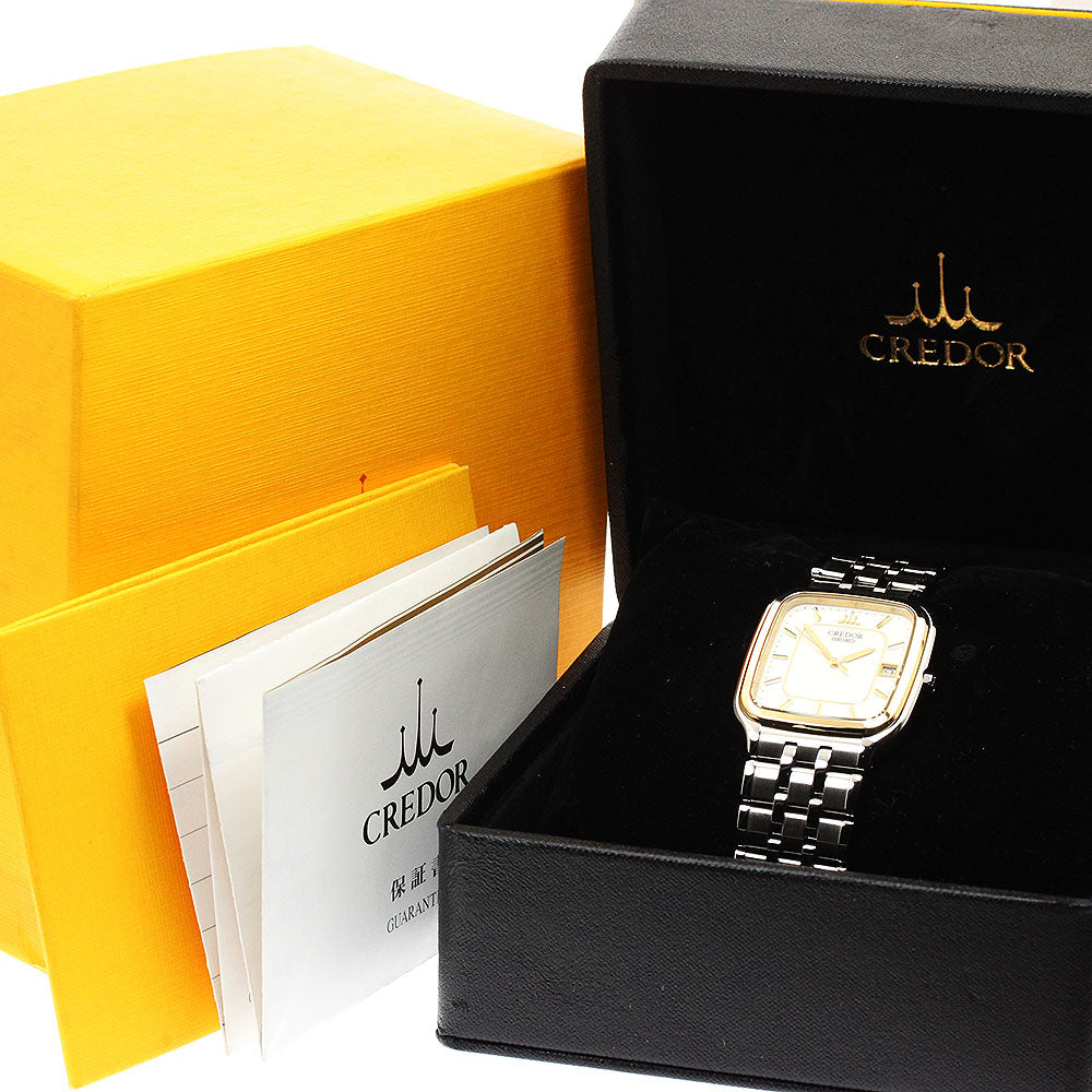 SEIKO CREDOR GCAX024/8J82-5A10 Date 18KT Bezel Quartz Men's Watch_943555