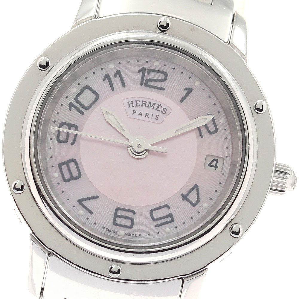 HERMES Clipper CP1.210 Date Pink shell Dial Quartz Ladies Watch_943674