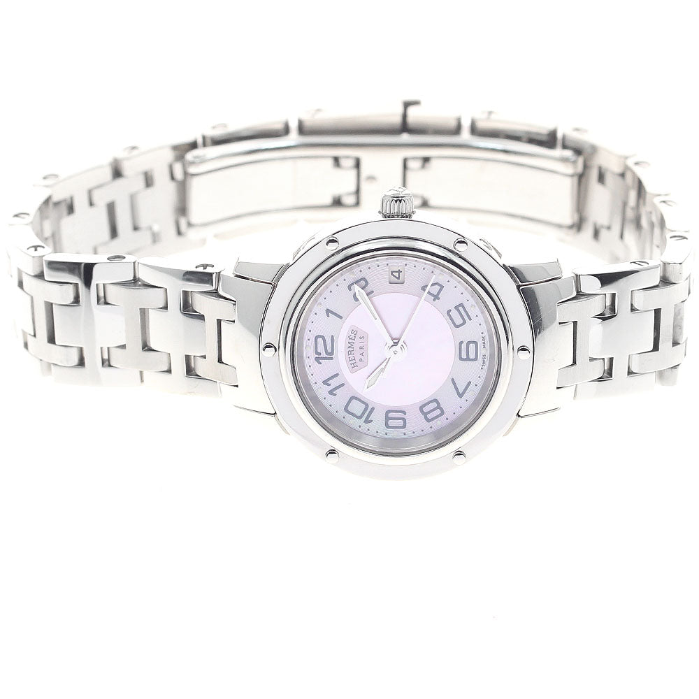 HERMES Clipper CP1.210 Date Pink shell Dial Quartz Ladies Watch_943674