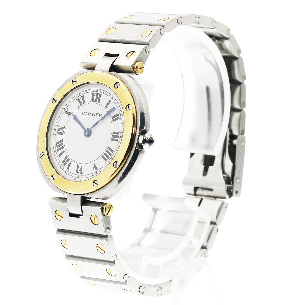 CARTIER Santos Round LM 2 tone white Dial Quartz Men's Watch_943682