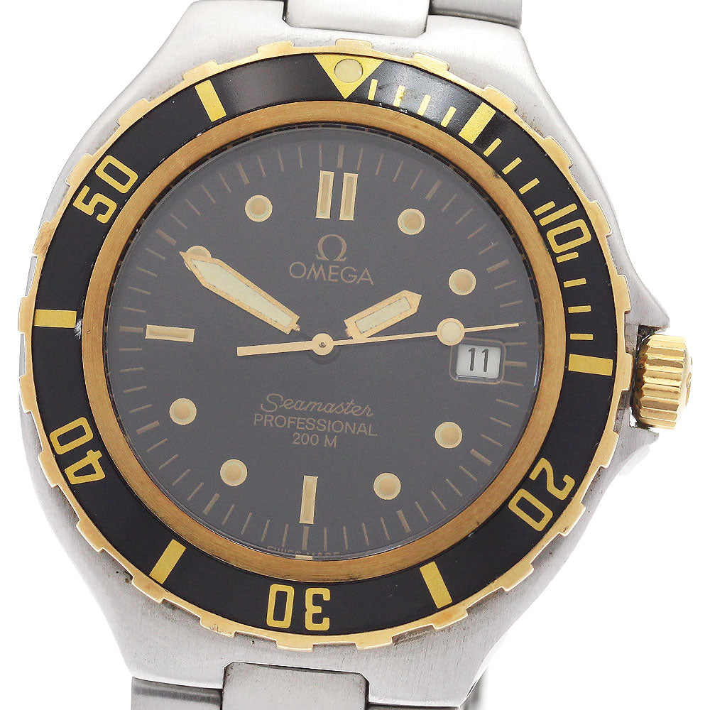 OMEGA Seamaster200 YG bezel date Black Dial Quartz Men's Watch_943765