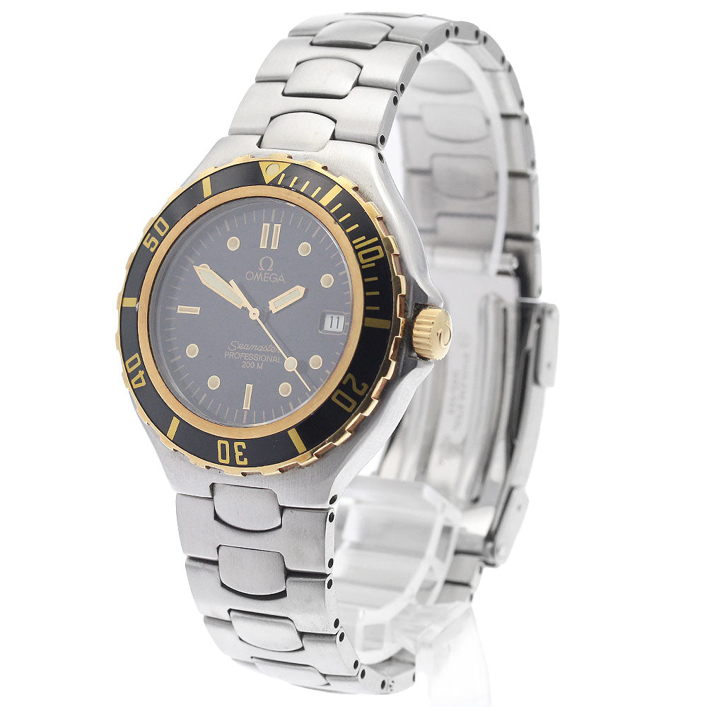 OMEGA Seamaster200 YG bezel date Black Dial Quartz Men's Watch_943765