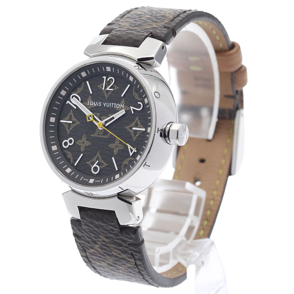 LOUIS VUITTON Tambour MM Monogram 34 QA071 Brown Dial Quartz Ladies Watch_943955
