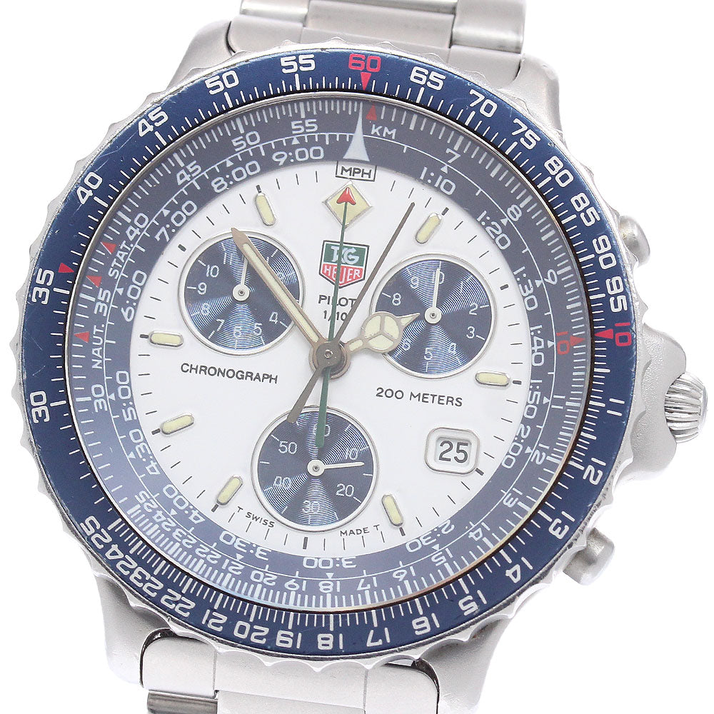 TAG HEUER pilot 530.806K Date Chronograph White / Navy Dial Quartz Men's_944060