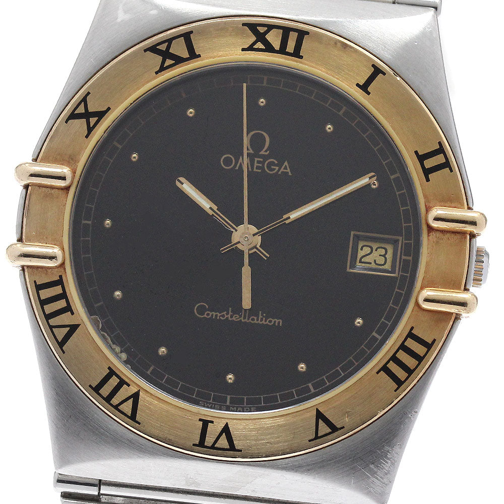 OMEGA Constellation Date YG bezel black Dial Quartz Men's Watch_944367