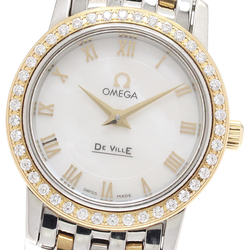 OMEGA De Ville Prestige 4375.71 Diamond Bezel White shell Dial Quartz Ladies Watch_944466
