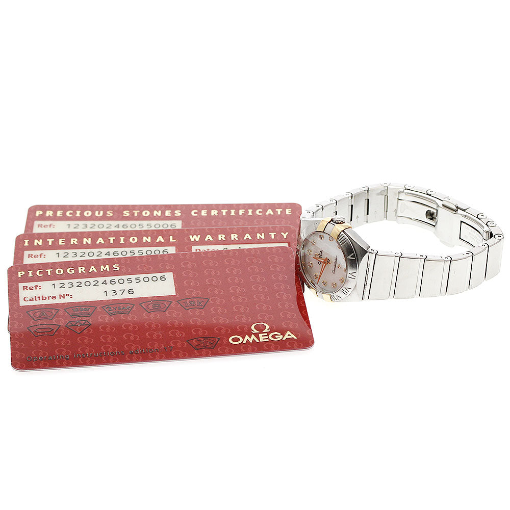 OMEGA Constellation Blush 123.20.24.60.55.006 12P diamond White shell Dial Quartz Ladies Watch_944581
