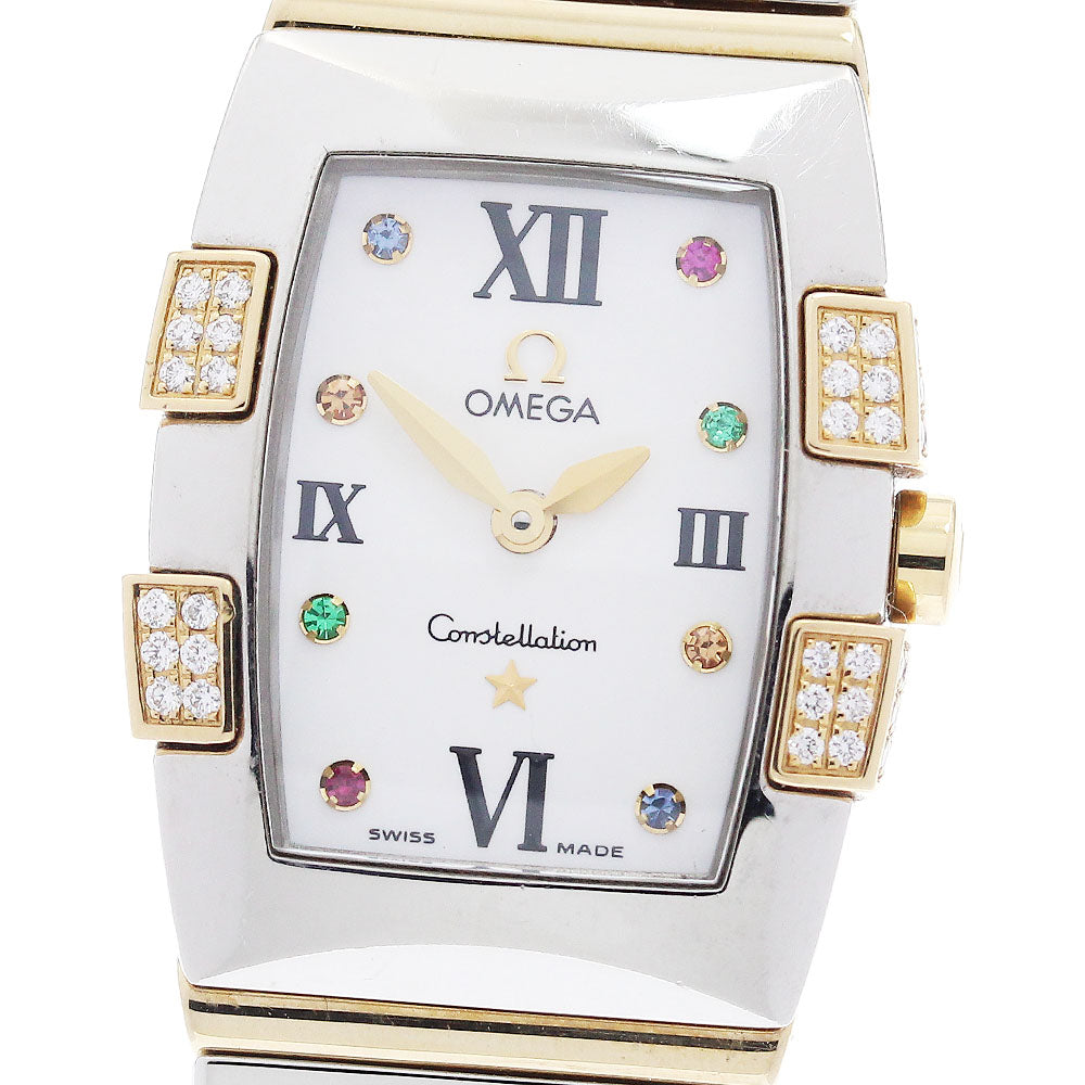 OMEGA Constellation Mini Quadrella 1284.79 8P side diamond White shell Dial Quartz Ladies Watch_944601