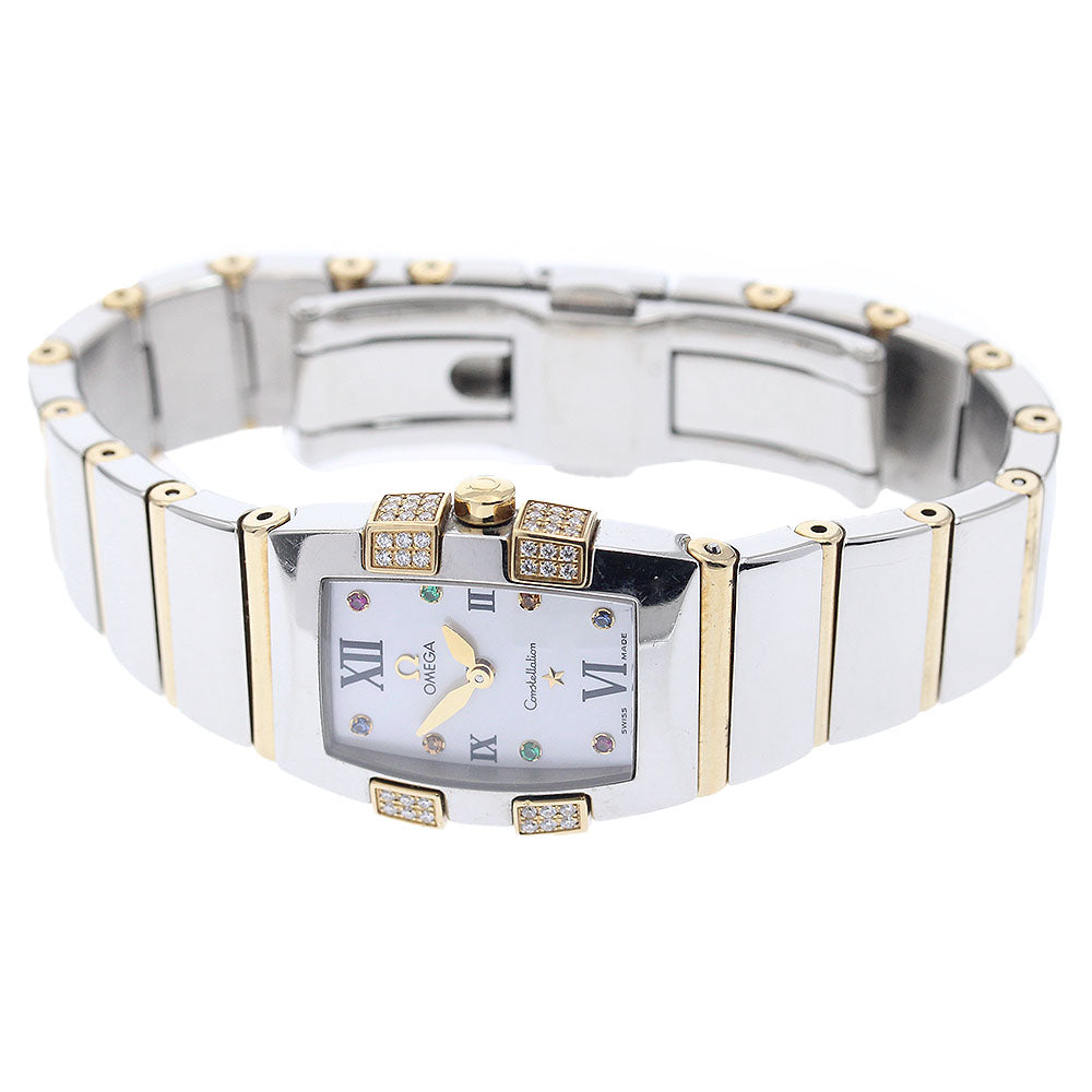 OMEGA Constellation Mini Quadrella 1284.79 8P side diamond White shell Dial Quartz Ladies Watch_944601