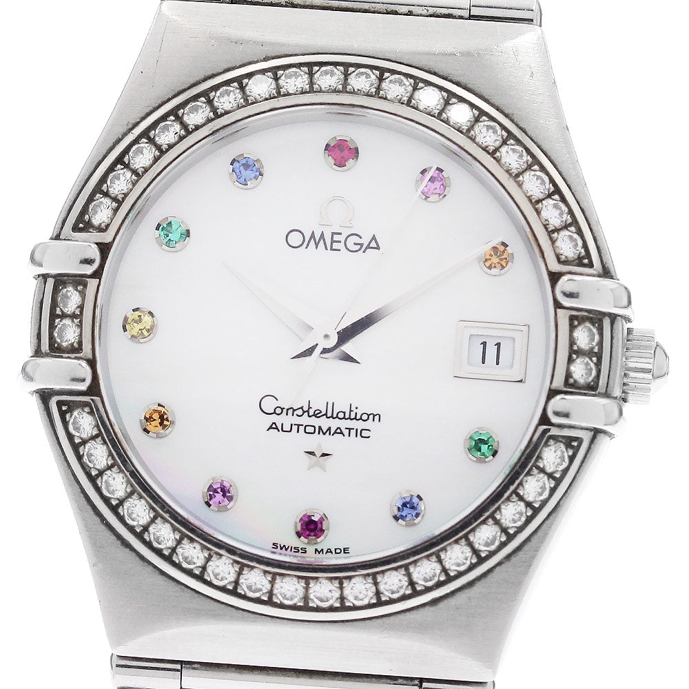 OMEGA Constellation Iris 1499.79 colored stone diamond bezel White shell Dial Automatic Ladies Watch_944602