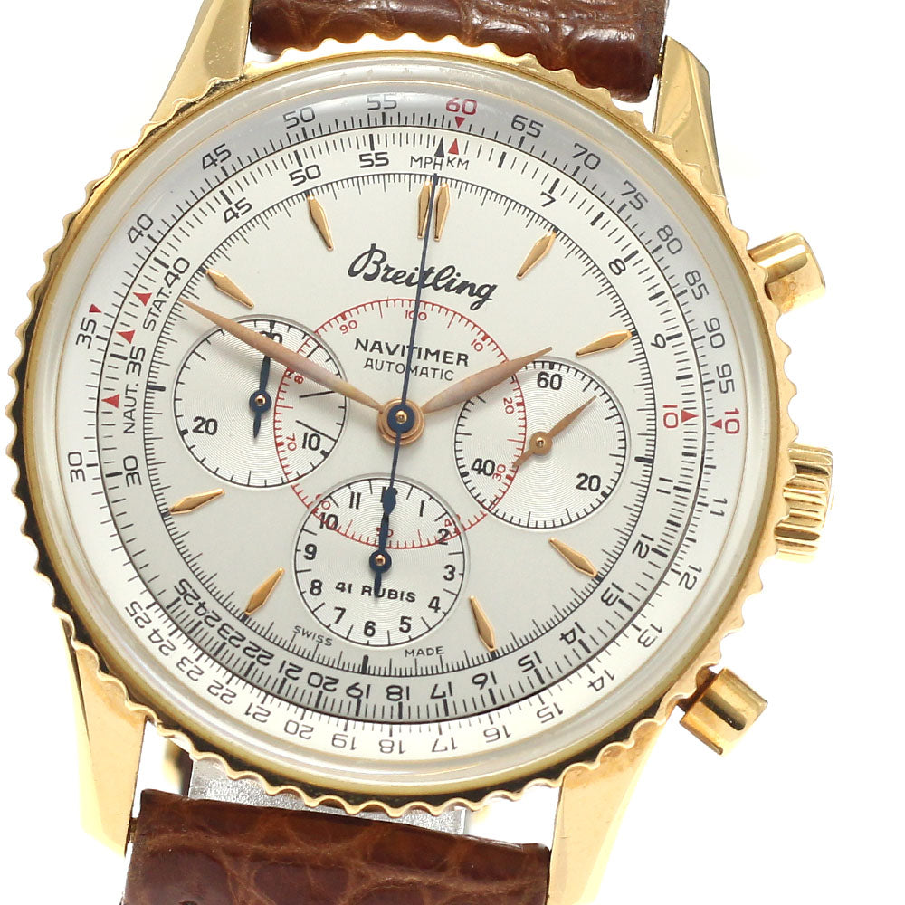 BREITLING Navitimer Montbrillant H30030.1 Chronograph K18PG Silver Dial Automatic Men's Watch_944689